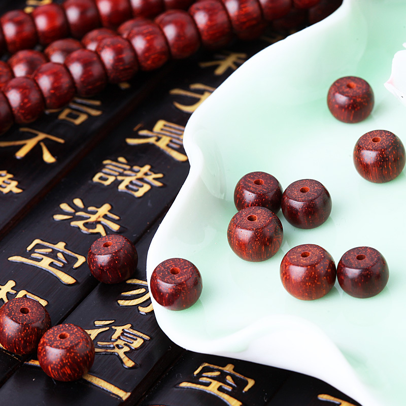Old Material Small Leaf Red Sandalwood Separated Beads Drum Beads Bucket Beads Loose Beads Buddha Beads Top Beads Waist Beads DIY Bracelet Accessories Venus Rosewood