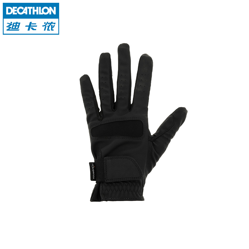 迪卡侬 马术手套 全指 防滑 耐磨 黑色 灰色 户外 FOUGANZA