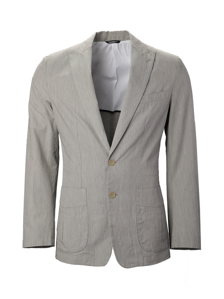 Dolce&Gabbana 青灰色戗驳领两粒扣饰修身西装