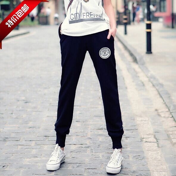 0Korean style loose large size fitness pants for slimming small feet