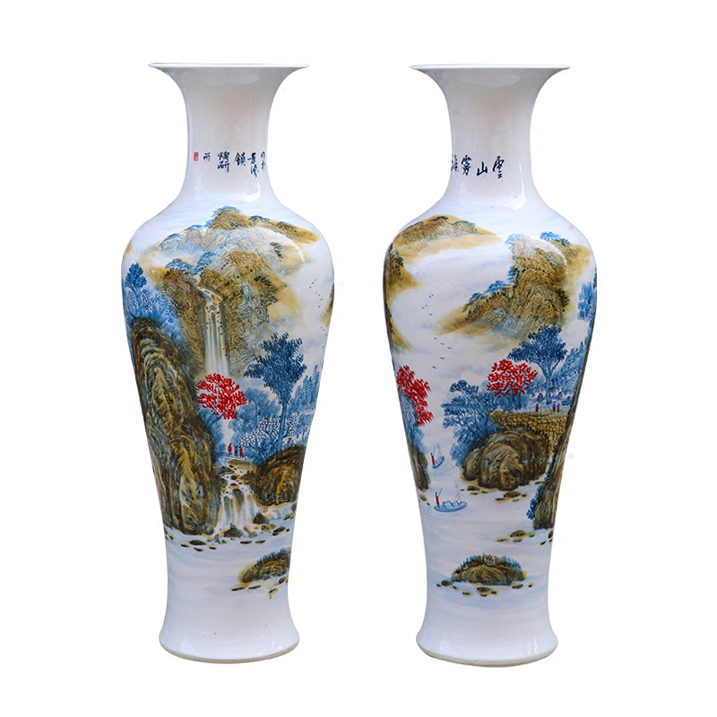 Jingdezhen ceramic vase landed a large porcelain hand - made of new Chinese style living room furnishing articles of blue and white porcelain hotel decoration