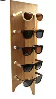Retro specialty glasses shop sunglasses display stand solid wood shelf glasses physical store landing 5 pairs