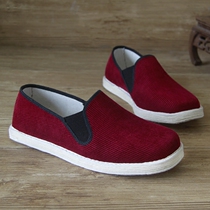 Womens corduroy flat heel single shoes new autumn Joker Chinese elastic men and women casual lasagna cloth shoes men