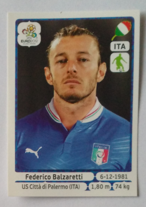 Panini 2012 European Cup Official sticker Balzaretti Juventus Italy