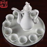 Jingdezhen bộ rượu vang trắng tinh khiết Bộ rượu vang rượu vang khay rượu vang hộ gia đình hầm rượu vang bộ rượu vang trắng ly rượu vang thuỷ tinh