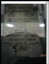 Siemens fuse 3NA3822 63A NH000 gG gL
