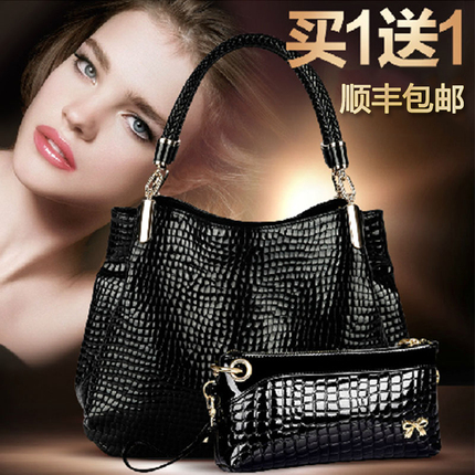 时尚真皮女包包2016新款春夏款斜挎包女手提包单肩包女大包鳄鱼纹