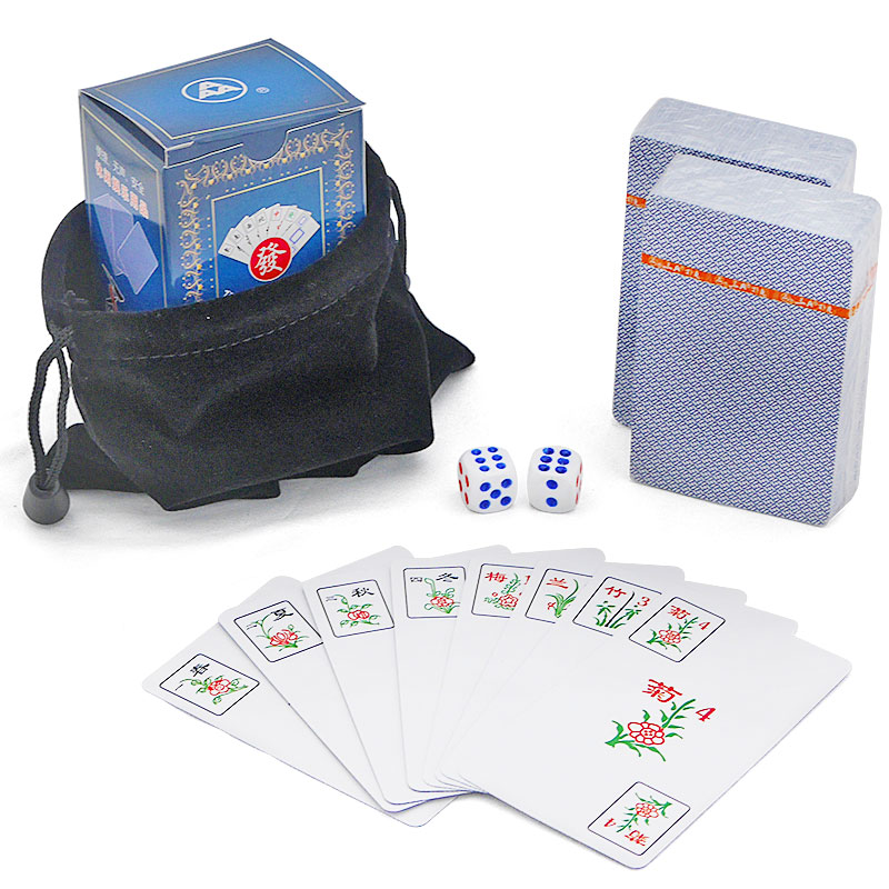 Solitaire Mahjong Playing Cards Triple A mini travel portable silent paper Mahjong solitaire cards send 2 colors