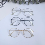 Kính râm kiểu gọng kính nữ phiên bản Hàn Quốc của thủy triều retro mặt tròn mặt to là gương phẳng văn học phẳng cá tính gọng kính đơn giản
