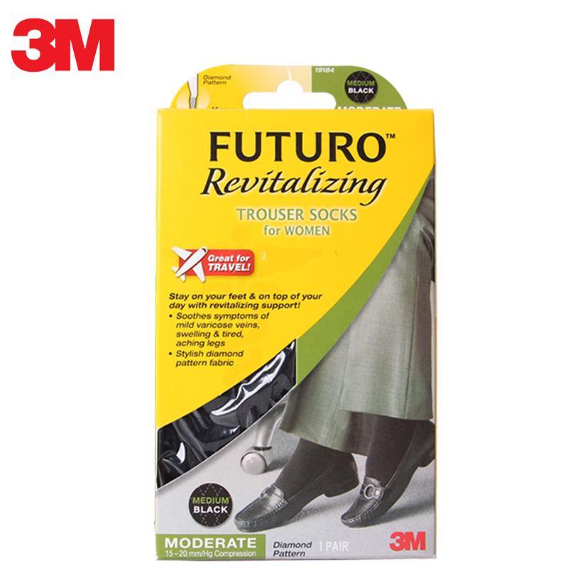 3M正品FUTURO护多乐弹力美腿袜女士中袜（中等强度型）防静脉区张