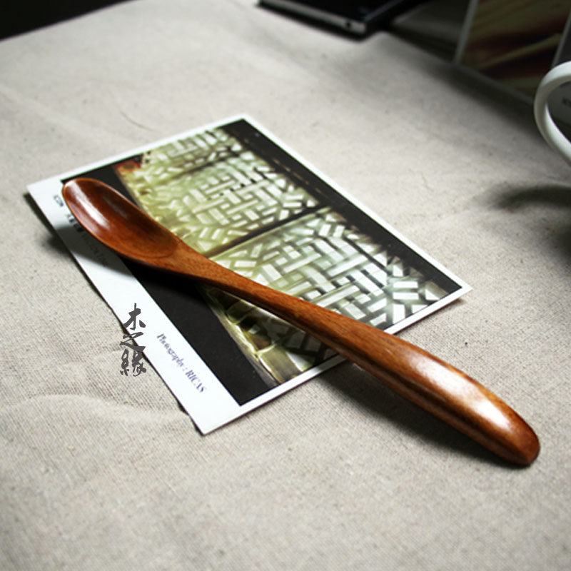 Special price natural wood spoon tableware creative boat paddle coffee spoon eco-friendly and healthy round handle honey stirring spoon