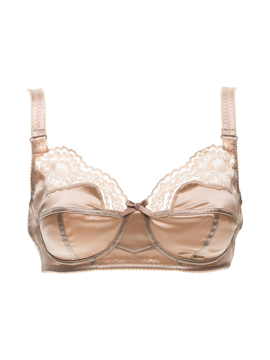 Dolce&Gabbana 杏色蕾丝拼接全罩杯文胸