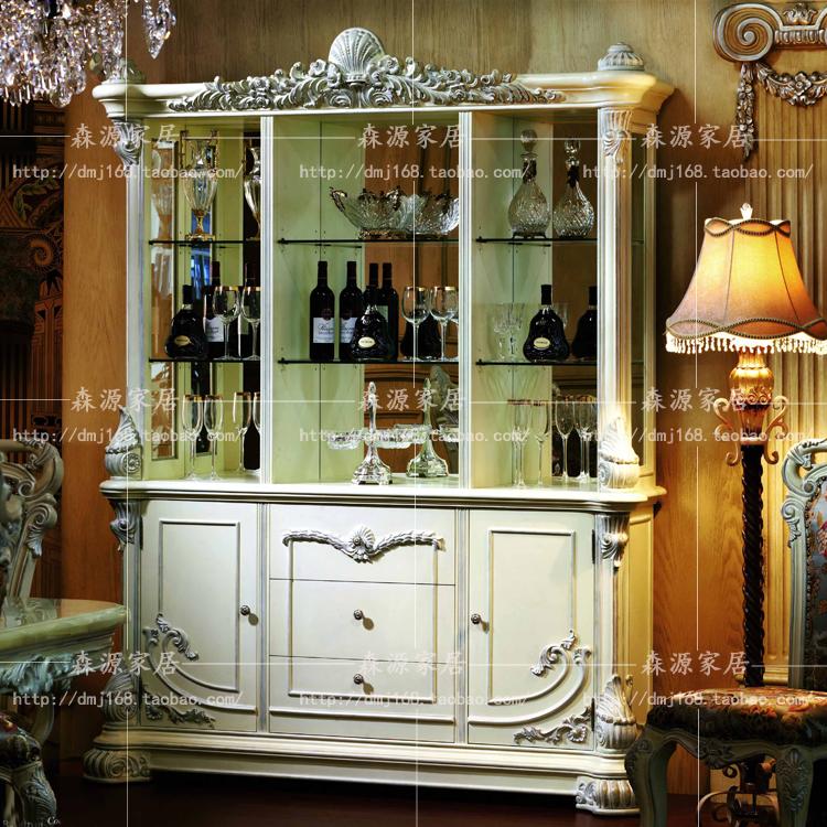 Transparent glass display cabinet European wine cabinet Solid wood carved wine cabinet Carved wine cabinet French luxury wine cabinet Storage cabinet