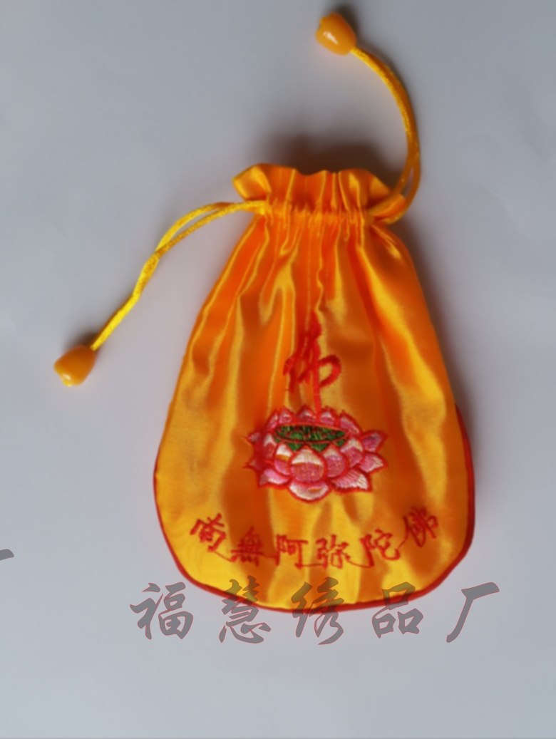 Small Buddha Handbag Handmade Pearl Bag Buddha Pearl Bag-Buddha Hall Buddhism embroidered with a long hare streamer with a view of the Buddha's collection of the Buddha's tent