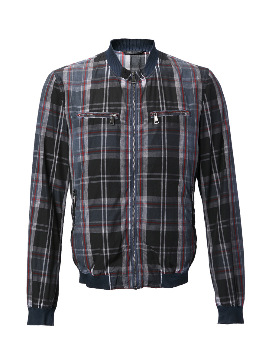 Dolce&Gabbana 拼色格纹拉链式修身外套