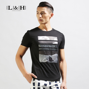 Luo Hao nam mùa hè cotton mỏng giản dị cổ tròn ngắn tay t-shirt nam thời trang cá tính in ấn thanh niên từ bi người đàn ông áo polo