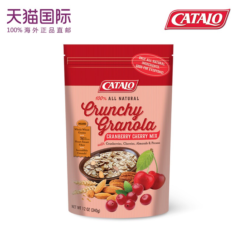 CATALO美国 家得路小红莓樱桃果仁脆脆燕麦 进口即食麦片 燕麦粉