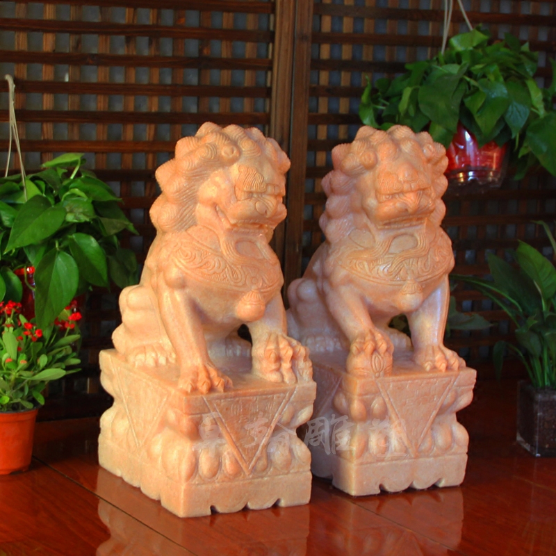 Stone Sculptures Lions Pair of view Gate Town Residences Swing pieces Qingshi cemeteries Home Courtyard decorated with natural marble Kirin