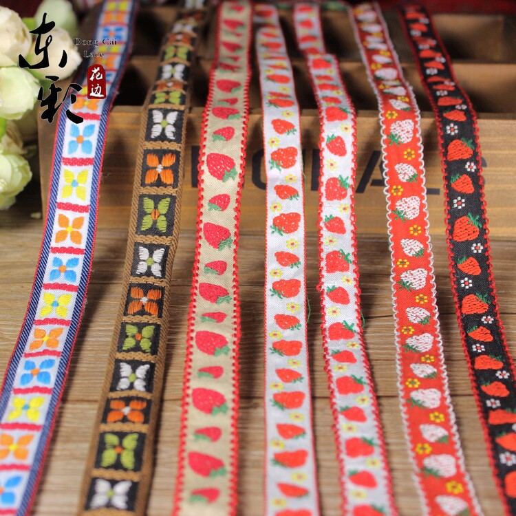 E Strawberry Ribbon Embroidery Lace Accessories Decorative Lace Accessories Curtains Handmade Jewelry Cloth Lace