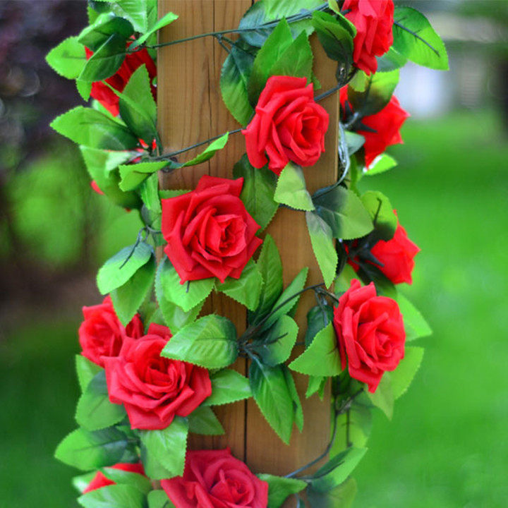 Seconds kill Govines Fake Flowers Decoration Rose Plant Vine strips Vine Pipe Decoration Plastic Flowers Fake Flowers Vines Fake Leaves 