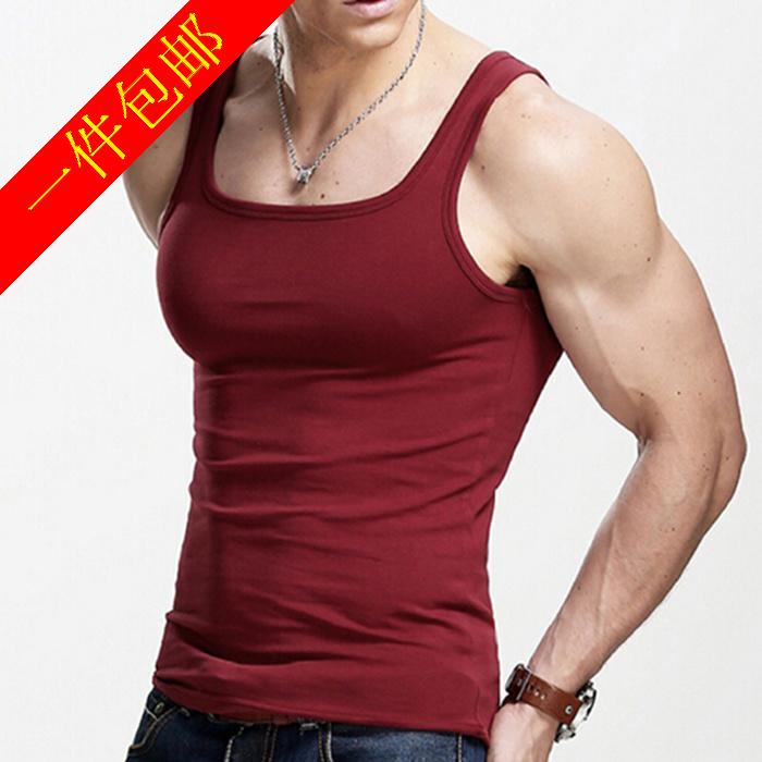 Men's Square-Neck Pure Cotton Vest for Fitness, Running, Exercise, and Sports, Slim-Fit Men's Undershirt