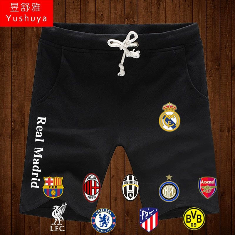 Juventus Atletico Real Madrid quần short thể thao giản dị quần năm điểm mùa hè nam sinh viên quần bóng đá bãi biển quần năm điểm - Quần Harem