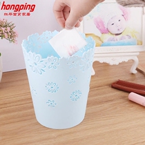 European-style household plastic trash can hollowed-out living room kitchen large trash can small desktop peel paper basket