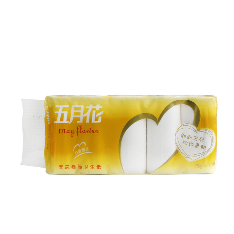 【天猫超市】五月花妇婴三层无芯长卷纸纸巾卫生用纸75g*10卷