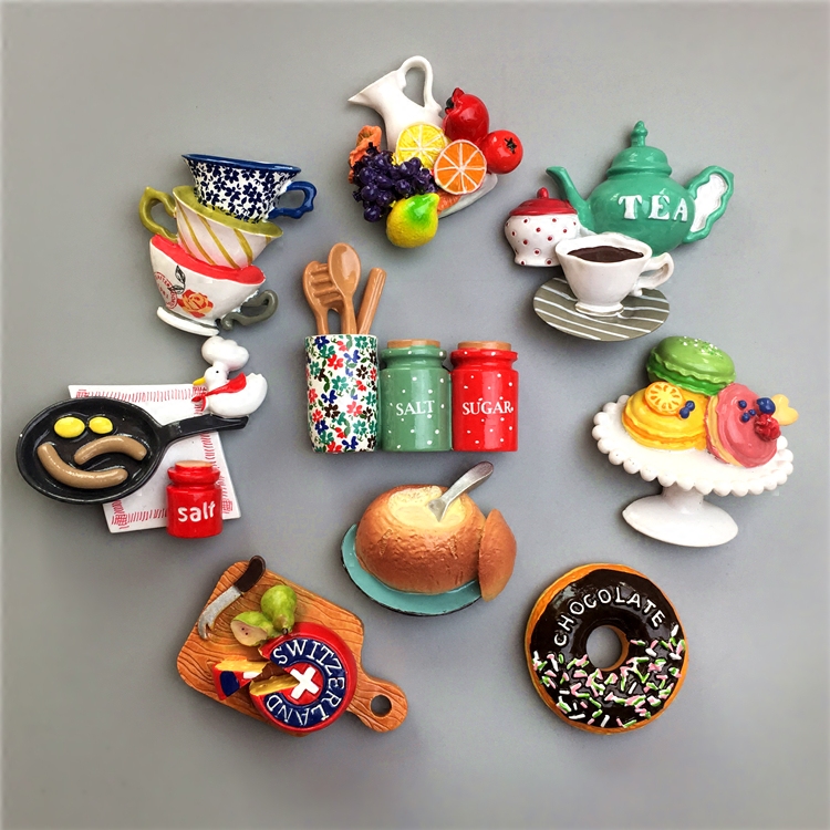 Japan Europe Solid Resin Simulation Ingredients Bread Gourmet Food Fridge With Magnetic Sticker Creative Magnetic Sticker-Taobao