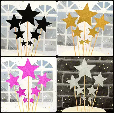 5 sets of light-faced laser stars, love five-pointed stars, gold and silver size, sparkling stars, 7 pieces