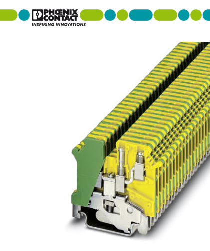 Phoenix UK5-TWIN-PE Grounding Terminal, German Phoenix UK5-TWIN-PE, one in two yellow-green 1923076