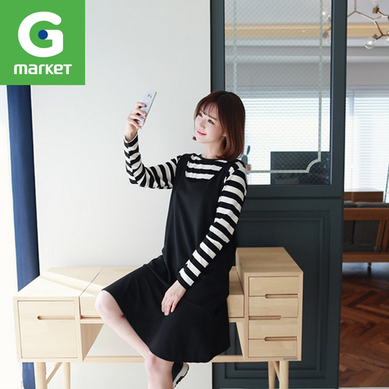 韩国新品 女装[Clicknfunny]韩版纯色A字荷叶摆无袖背心裙连衣裙
