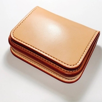 Bones hand-bag short wallet Tochigu vegetable tanning leather top layer cowhide card bag coin wallet