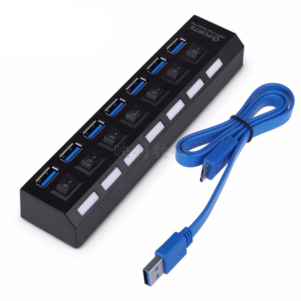 5Gbps Speed 7 Port USB3 0 HUB With On Off Switch For Laptop