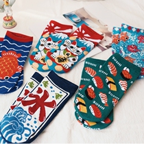 Wearing good luck new Japanese transshipment lucky cat fish thick boat Socks cotton socks stepping on small socks