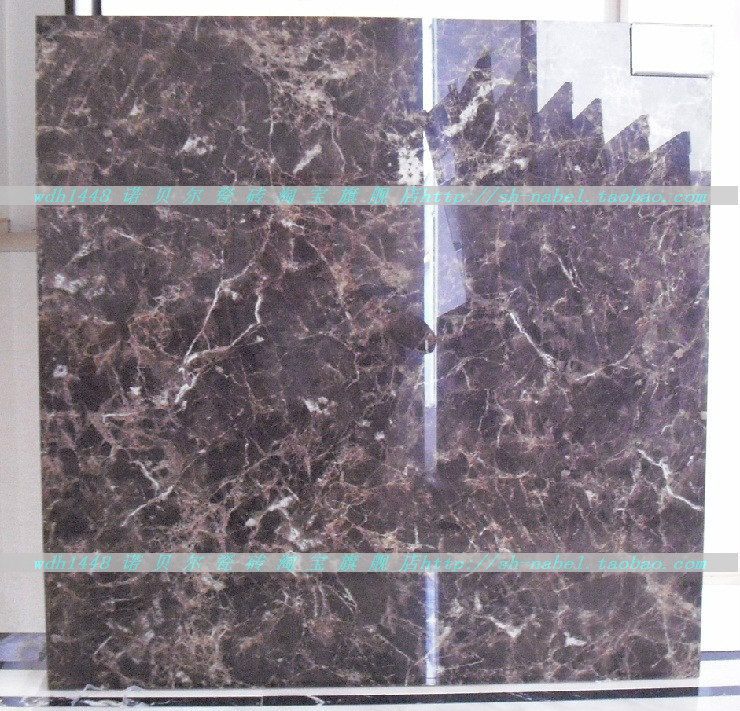 Nobel fully polished glazed floor tiles rs80792 size 800x800MM Yama dark coffee reticulated travertine