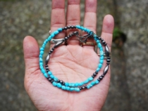 Taiwan Craftsman hand-made MONOLITH bright and thorough KINGMAN turquoise silver bead necklace