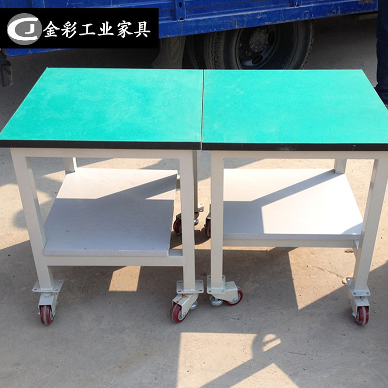 Industrial anti-static double-layer workbench universal rotating water line console fitter workbench factory direct sales