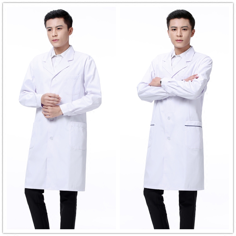 Quần áo làm việc trắng Big Long Sleeve Doctor Nam Doctor Cao đẳng Y tá Experimental Quần áo Hóa học ngắn tay trắng Coat bác sĩ