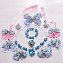Girl princess hair accessories 12 sets bow tie hairband hairclip rope Frozen childrens head accessories