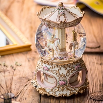 jarll music box crystal ball carousel music box Valentines Day Valentines day to send lovers best friends girlfriend birthday gift