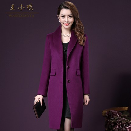 王小鸭冬装2018新款时尚修身加厚女装毛呢外