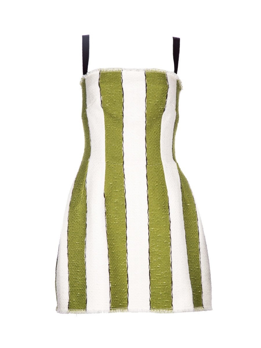 Dolce&Gabbana 走秀款 拼色条纹吊带连衣裙