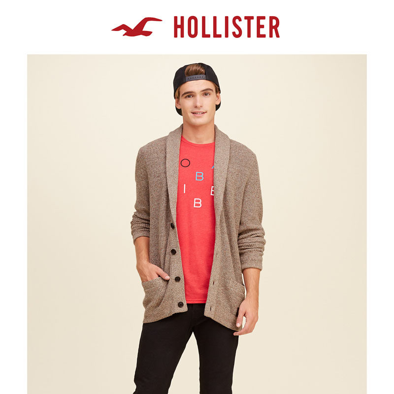Hollister 棱纹披肩领毛线开衫 男 102769