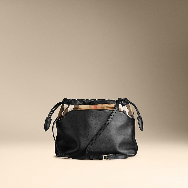 Burberry博柏利 小号House Check格子拼皮革克拉什手袋39150601