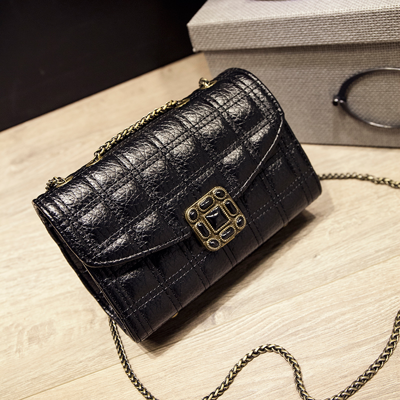 2015新款女士包包小方包复古菱格链条小香包单肩包 女斜挎包女包