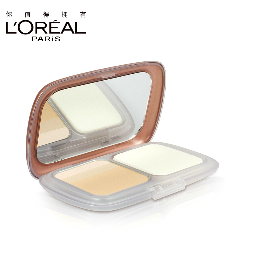 loreal欧莱雅专柜正品 奇焕光感三色焕亮美白粉饼7.5g 美白遮瑕