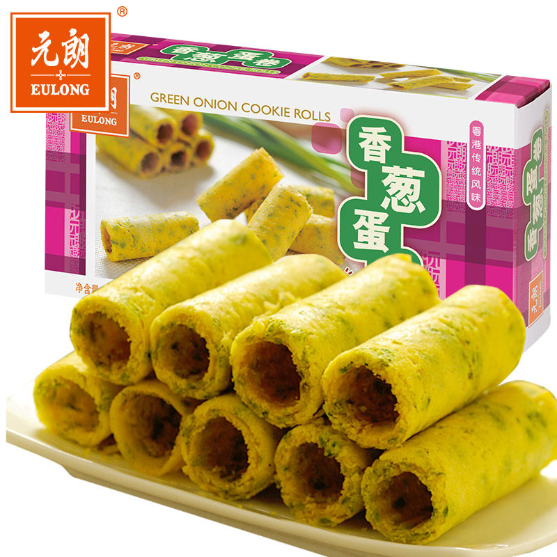 【天猫超市】元朗香葱蛋卷150g 手工传统糕点休闲零食酥香美味