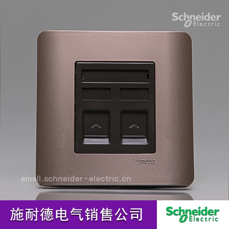 Schneider switch socket two-bit voice double-link telephone light point series style brown 86 type wall panel