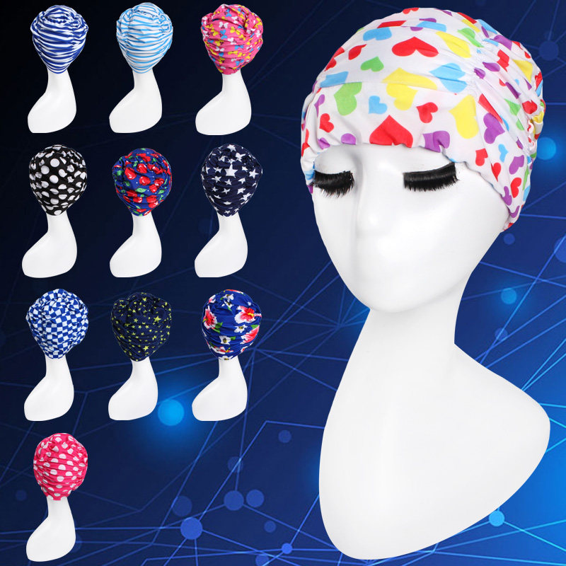 Chic Bay 100 Pleats Cap Spa Swimming Women Long Hair Special Swimming Cap Spa Bathing Cap Flower Cap Flower Cap